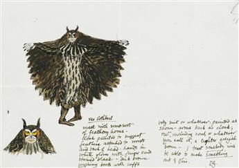 THEATER BALLET COSTUME EDWARD GOREY. Swan Lake. Hunters/Siegfried * Van Rothbart [Owl].